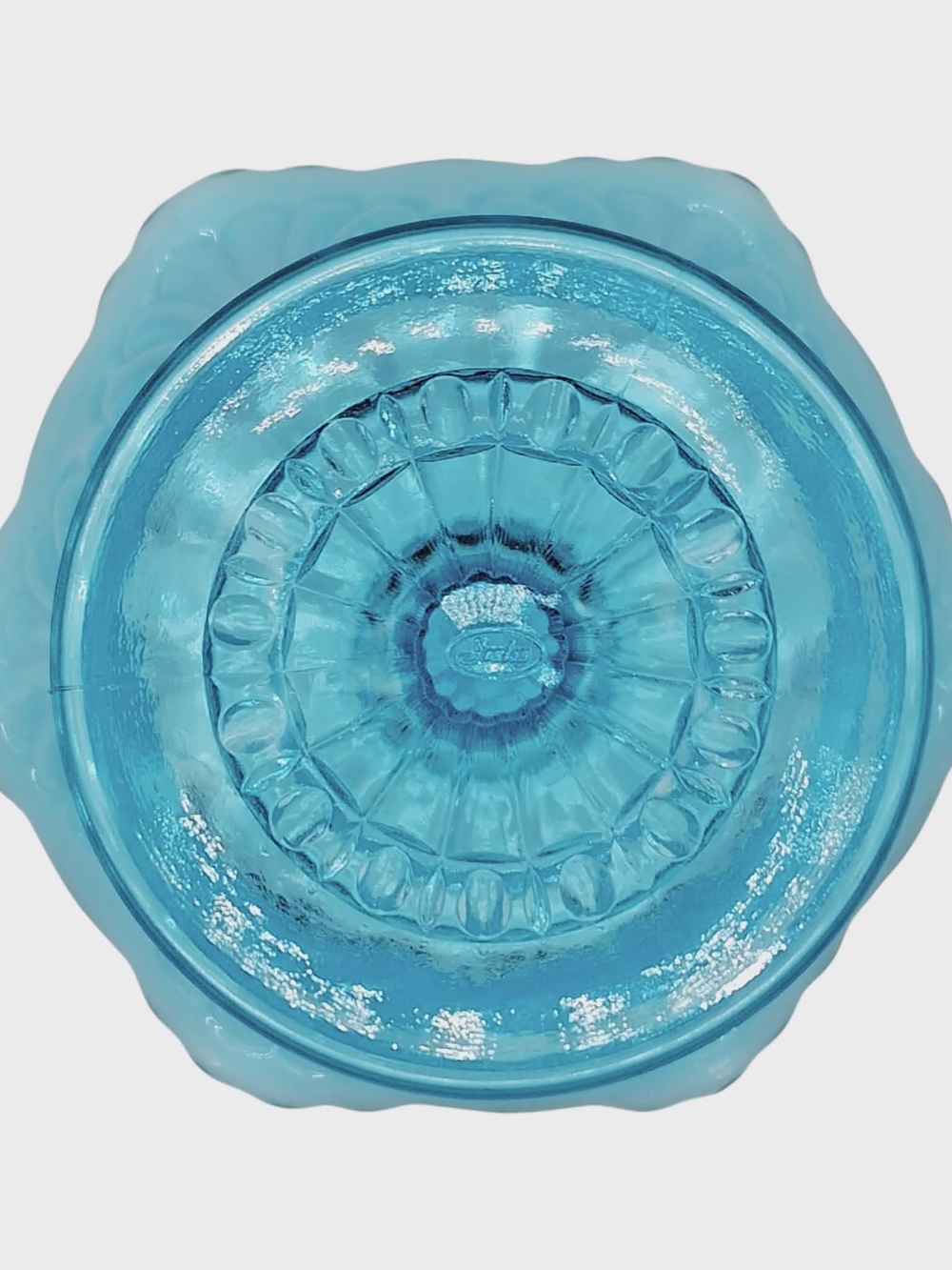 Fenton Eye & Scroll Blue Opalescent Compote - Picture 5 of 8